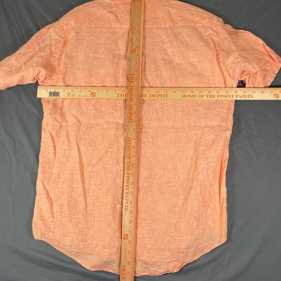 Brooks Brothers Irish Linen Shirt Men's Medium Orange Short Sleeve Summer Beach - Picture 4 of 4